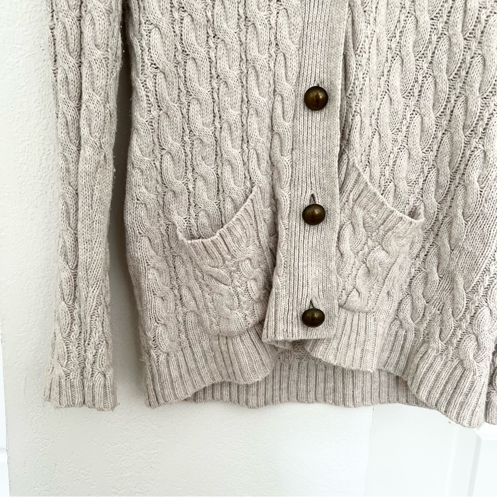 Zara Angora Cable Knit Chunky Sweater Long Cardigan Cotton/Wool - Picture 2 of 8